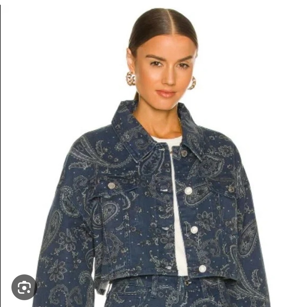 WeWoreWhat Paisley Print Denim Cropped Jacket